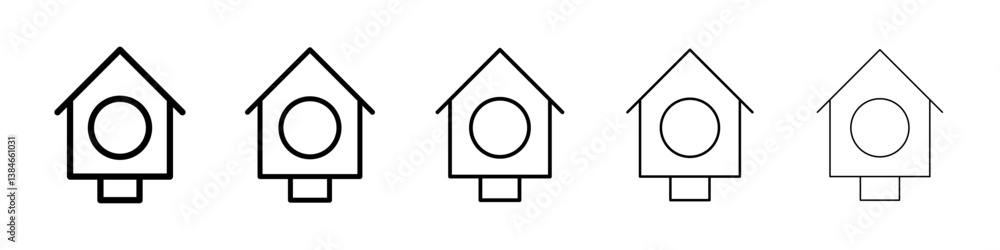 Bird house icons vectors set in different stroke lines Bird house icons vectors set in different stroke lines