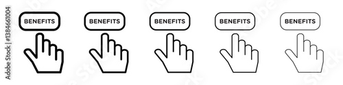 Benefits icons vectors set in different stroke lines