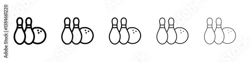 Bowling icons vectors set in different stroke lines