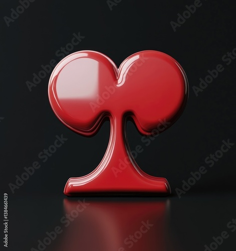 Glossy and beautiful  Red Club Symbol on Black Background