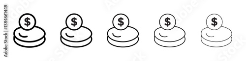 Budget planning icons vectors set in different stroke lines