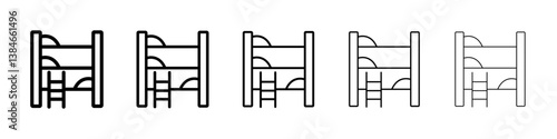 Bunk bed icons vectors set in different stroke lines