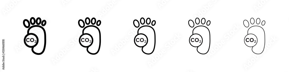 Carbon footprint icons vectors set in different stroke lines Carbon footprint icons vectors set in different stroke lines