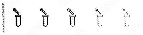 Chemical test icons vectors set in different stroke lines