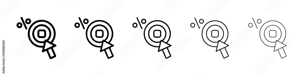 Click through rate icons vectors set in different stroke lines Click through rate icons vectors set in different stroke lines