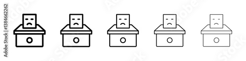 Complaint box icons vectors set in different stroke lines