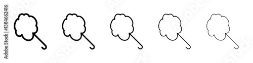 Cotton candy icons vectors set in different stroke lines