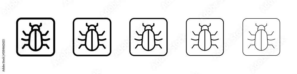 Debug icons vectors set in different stroke lines Debug icons vectors set in different stroke lines