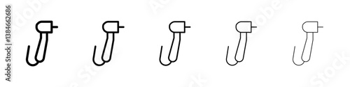 Dental drill icons vectors set in different stroke lines