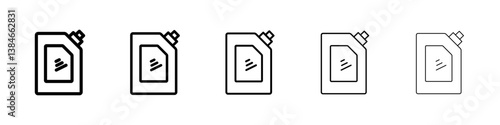 Doy pack pouch icons vectors set in different stroke lines