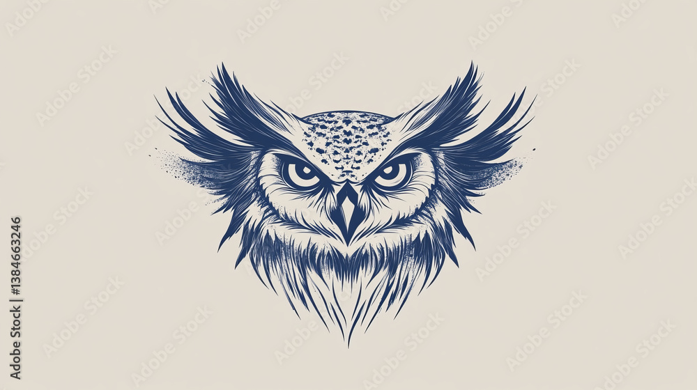 Fototapeta premium Owl mascot for tattoo design or logo template. Jpeg version also available in gallery