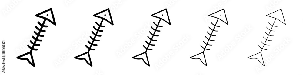 Fishbone icons vectors set in different stroke lines Fishbone icons vectors set in different stroke lines