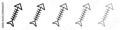 Fishbone icons vectors set in different stroke lines