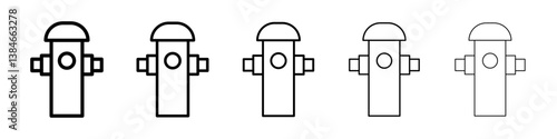 Fire hydrant icons vectors set in different stroke lines