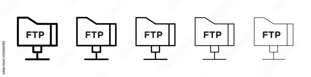 FTP icons vectors set in different stroke lines FTP icons vectors set in different stroke lines