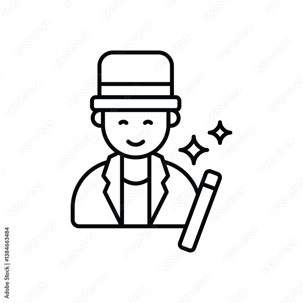 Magician icon isolated on a white background. Vector illustration. Magician icon isolated on a white background. Vector illustration.