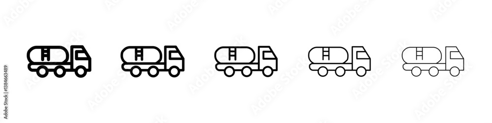 Fuel truck icons vectors set in different stroke lines Fuel truck icons vectors set in different stroke lines