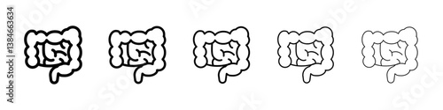 Gut icons vectors set in different stroke lines