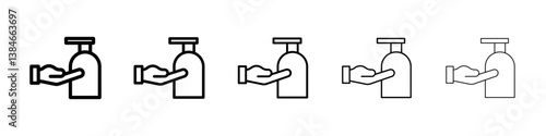 Hand wash icons vectors set in different stroke lines