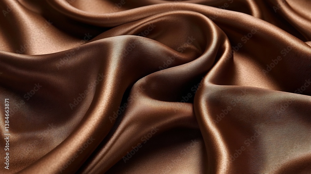 Fototapeta premium Brown Satin Fabric Texture Closeup.