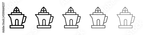 Juicer squeezer icons vectors set in different stroke lines