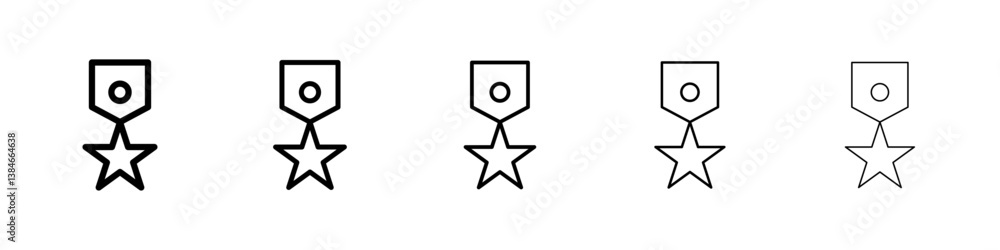 Military medal icons vectors set in different stroke lines Military medal icons vectors set in different stroke lines