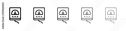 Meter icons vectors set in different stroke lines