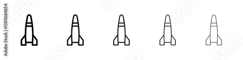 Missile icons vectors set in different stroke lines
