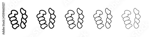 Pasta icons vectors set in different stroke lines