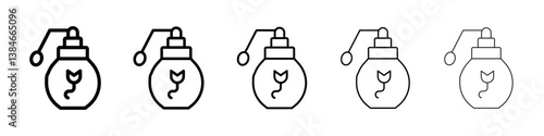 Perfume bottle icons vectors set in different stroke lines