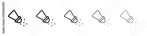Pepper shaker icons vectors set in different stroke lines