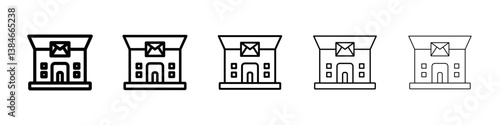 Post office icons vectors set in different stroke lines