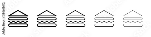 Sandwich icons vectors set in different stroke lines