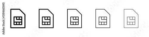 Sim card icons vectors set in different stroke lines