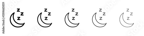 Sleep icons vectors set in different stroke lines