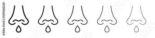 Stuffy nose icons vectors set in different stroke lines