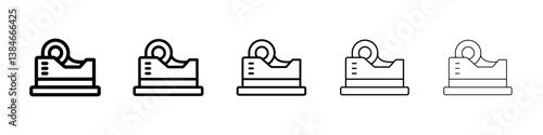 Tape dispenser icons vectors set in different stroke lines