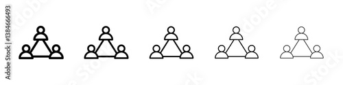 Teamwork icons vectors set in different stroke lines