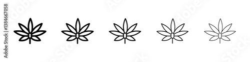 Weed icons vectors set in different stroke lines