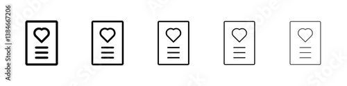 Wish list icons vectors set in different stroke lines