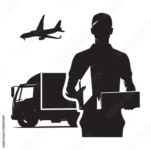 Courier Delivering icon vector symbol,