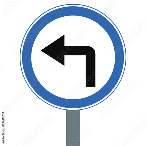 Professional Vector Left Turn Only Traffic Sign with Bold Arrow for Maps and Driver Education

