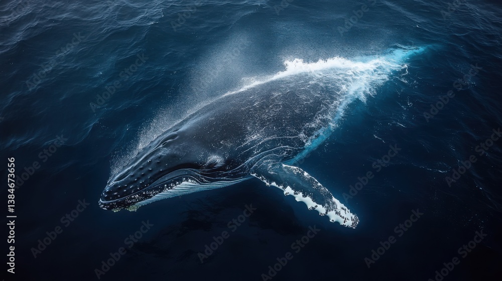 Fototapeta premium Humpback Whale Breaching. Generative AI