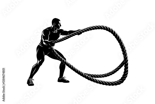 Battle Rope Workout Silhouette – Fitness Training Icon