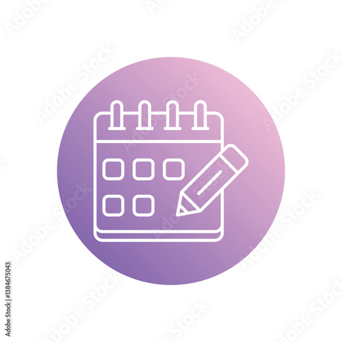 Calendar With Pen icon isolated on a white background. Vector illustration.