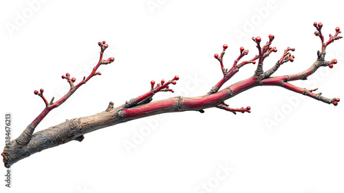 Elegant red manzanita branch with smooth curves isolated on transparent background, perfect for floristry designs and rustic botanical decor