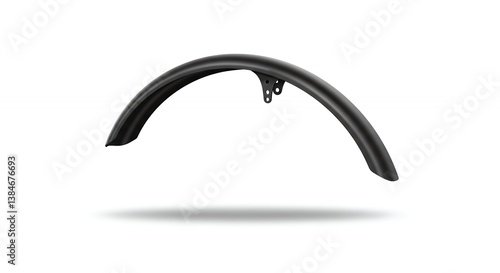 Sleek black bicycle fender isolated against pure white backdrop showcases modern design