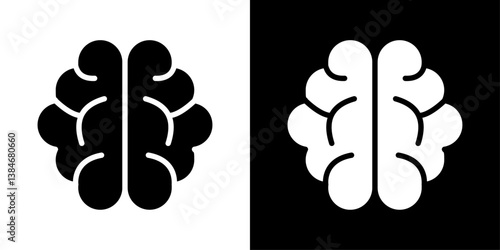 Brain icons vector set in solid flat style