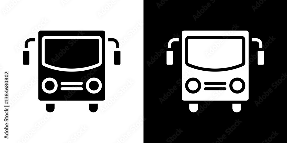 Bus icons vector set in solid flat style Bus icons vector set in solid flat style