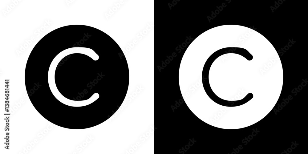 Copyright icons vector set in solid flat style Copyright icons vector set in solid flat style